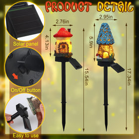 Rossesay Mushroom Solar Light statue adds colorful outdoor decor to yard.