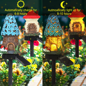 Rossesay Mushroom Statue Light charges by day and shines after dark.