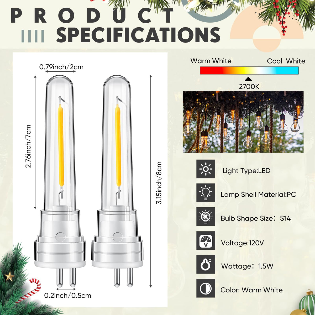 Rossesay warm white 2700K bulbs boost cozy outdoor ambience.