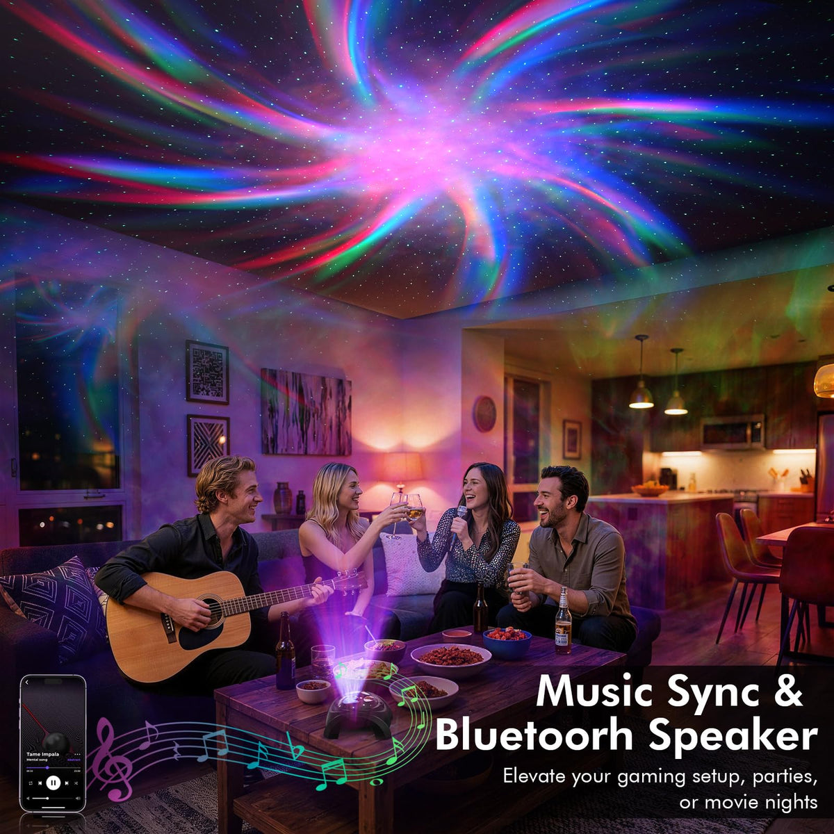 Rossetta lights sync to music creating a dynamic room vibe
