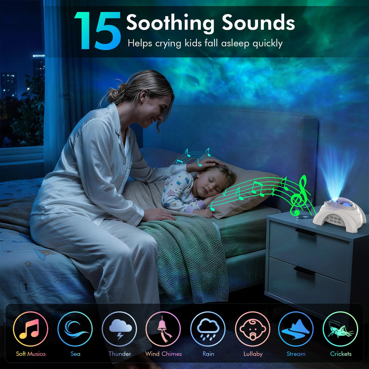 Rossetta nebula projection fills walls and ceiling with dreamy light