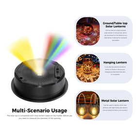 Rosynsparx solar light top RGB cycle in action for festive backyard evenings