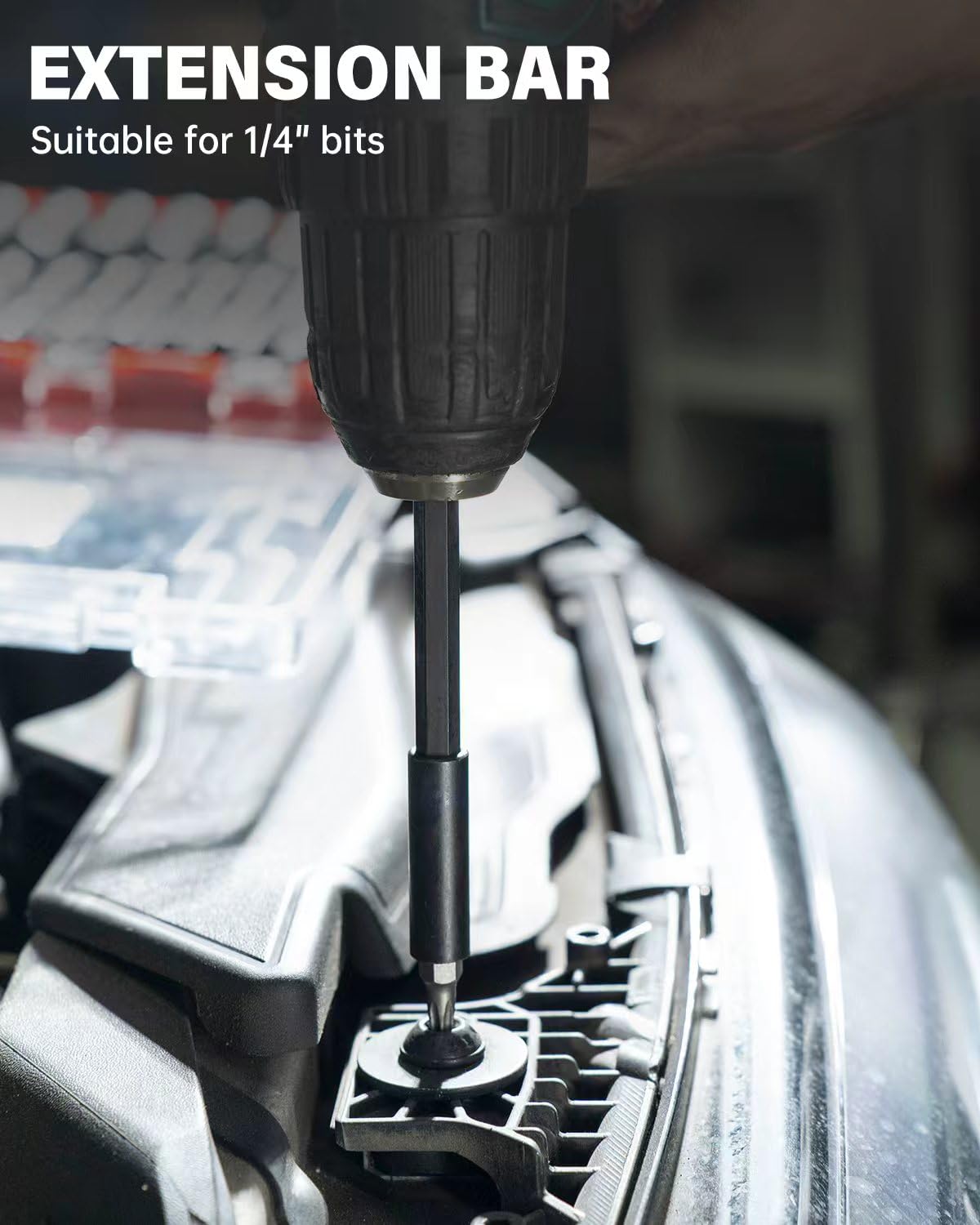 ROTATION 6-inch bit extension reaching hard to access fasteners