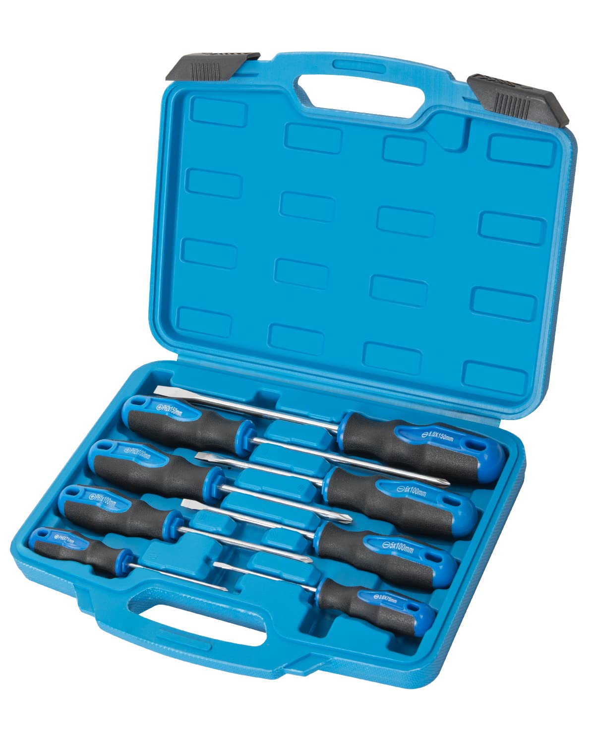 ROTATION 8-piece screwdriver set with magnetic tips for easy one-handed screws.