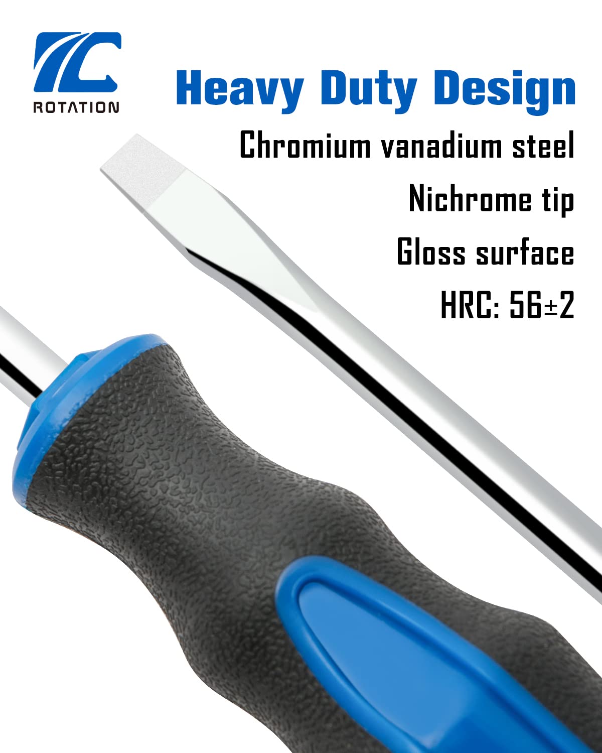 ROTATION chrome vanadium shafts offer high torque for demanding tasks.