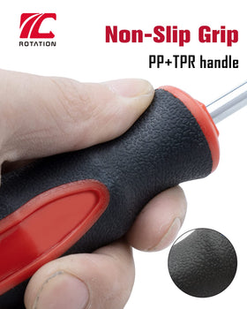 Rotation ergonomic red handled screwdrivers ensure comfortable control.