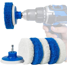 RotoScrub drill brush kit ready for bathroom cleaning with fast action.