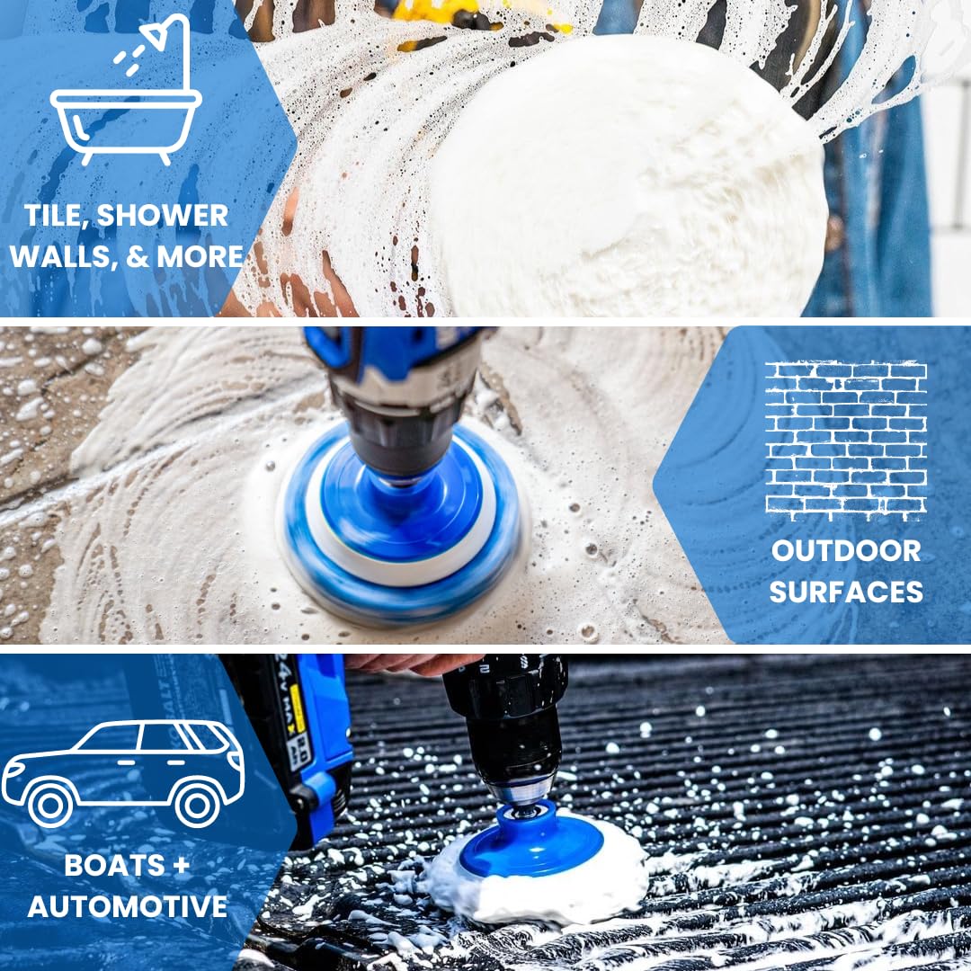 RotoScrub blue and white scrub pads for effective scrubbing.