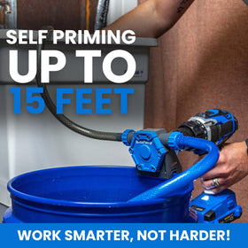 Self-priming up to 15 ft enables easy startup in tight spaces.