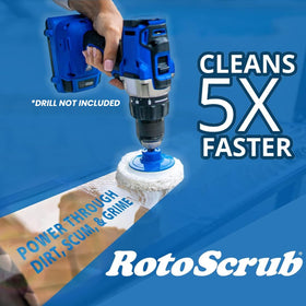RotoScrub velcro backing pad facilitates quick pad changes.