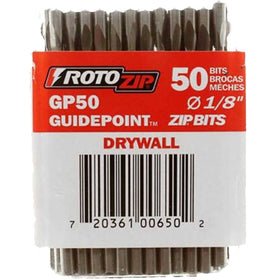 RotoZip GP50 guidepoint drywall bits for precise outlet cuts.