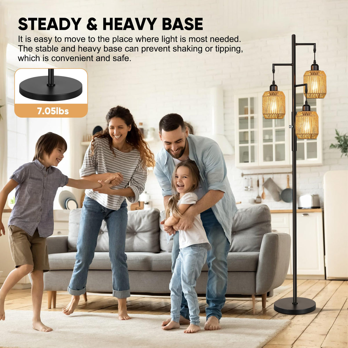 ROTTOGOON three included 6W LED bulbs deliver steady, flicker-free light.