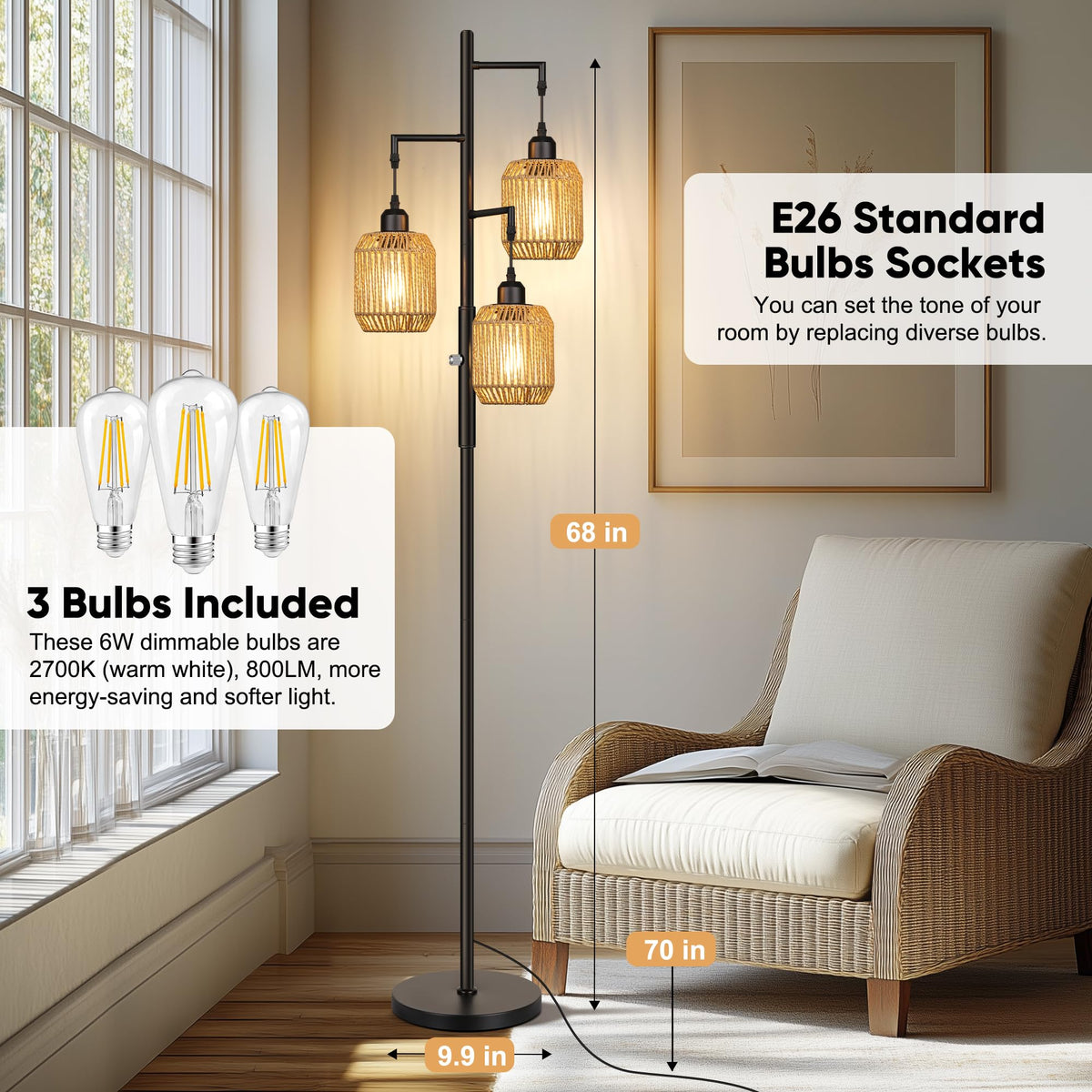 ROTTOGOON rattan cages add decorative texture and warm glow.