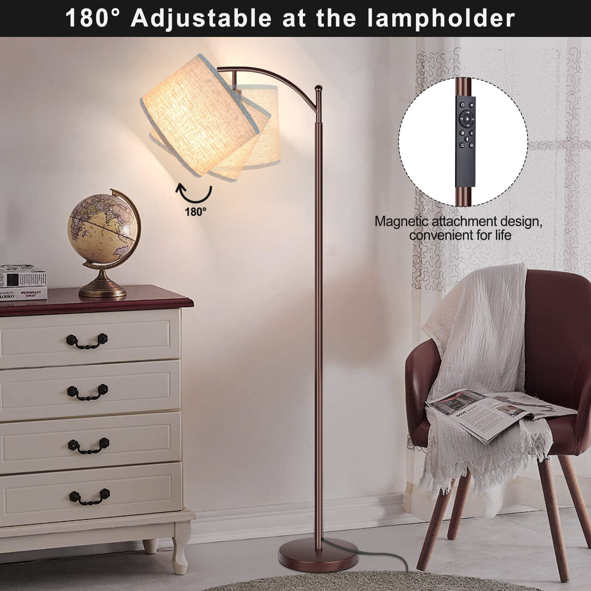 RottoGoon floor lamp 180-degree adjustable head for targeted illumination