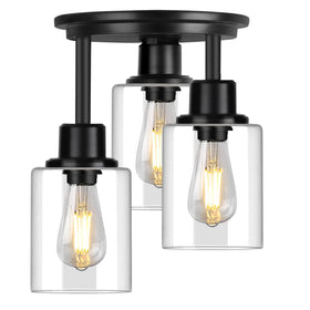 ROTTOGOON semi flush mount light front view illuminates entryways with classic style