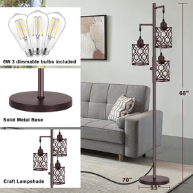 RottoGoon tree-style lamp with three cages adds rustic charm.