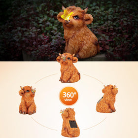 Roundot Highland Cow lantern-style light provides warm glow