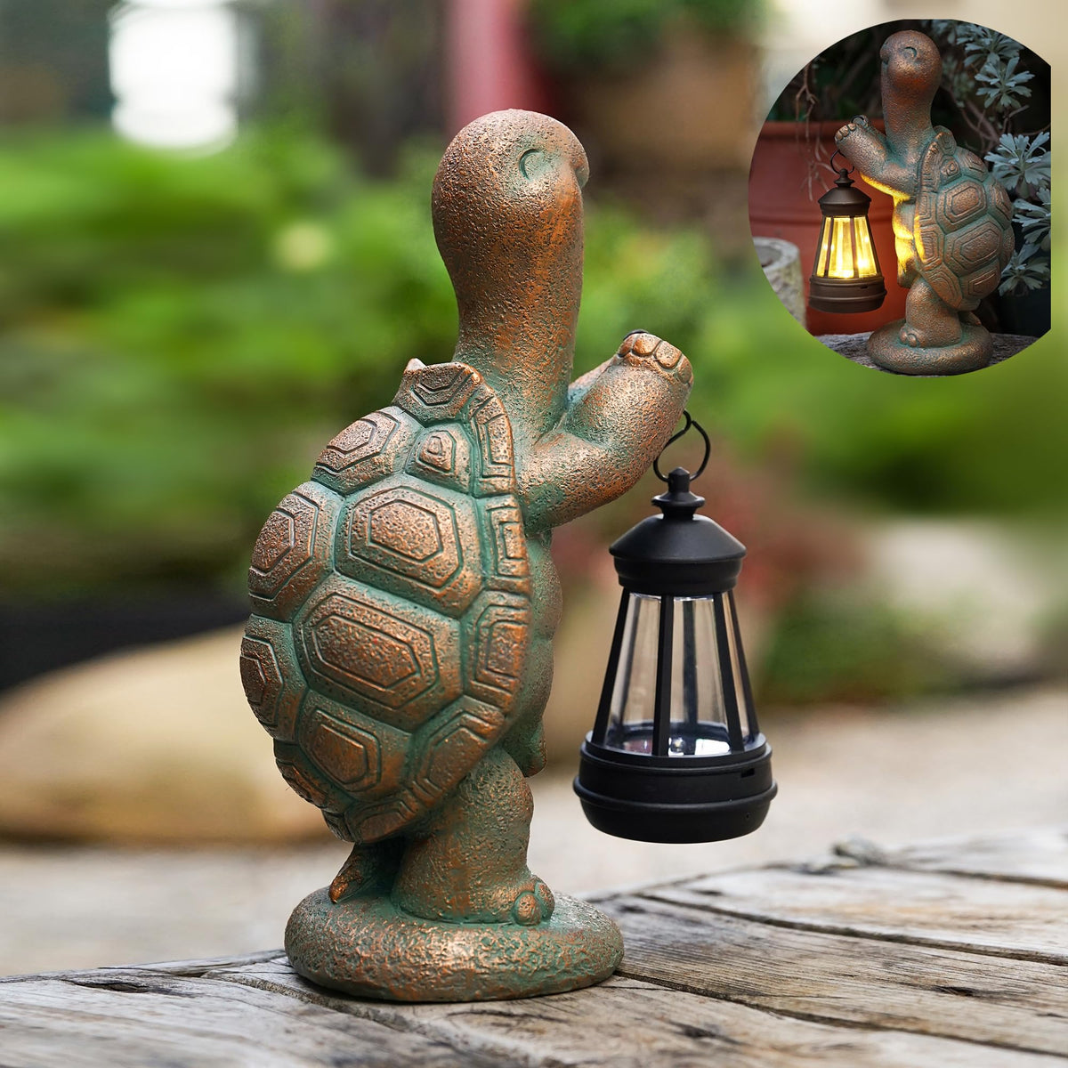 Roundot solar light turtle brightens walkways and garden borders.