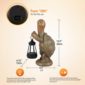 Roundot solar-powered turtle statue charges by day for warm night glow.
