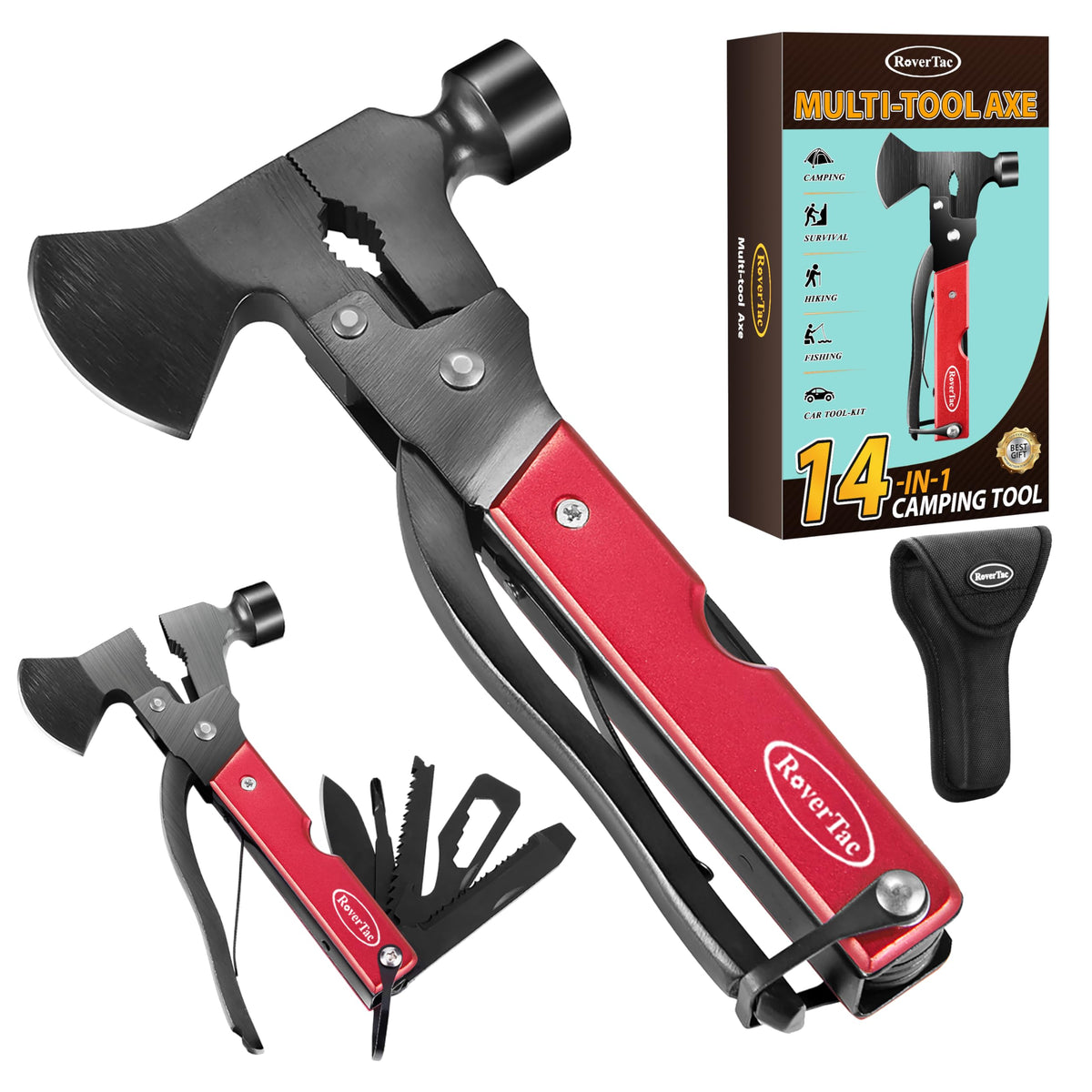 RoverTac 14-in-1 multitool axe-handle for rugged outdoor tasks