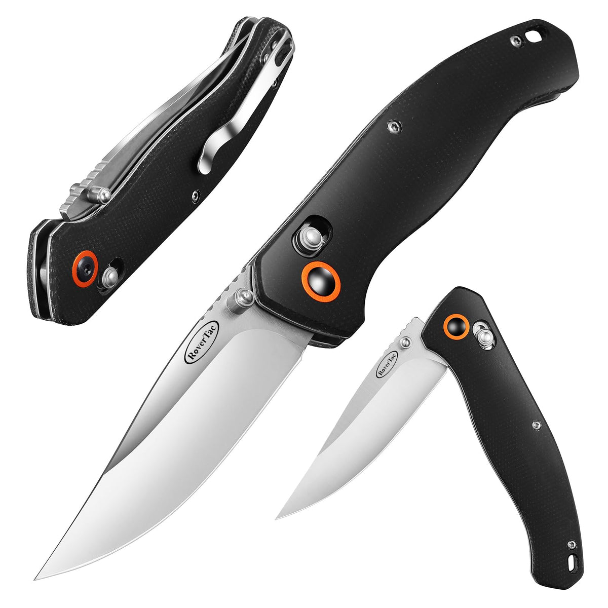 RoverTac camping folding knife with 440C steel and Micarta handle for durability