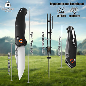 RoverTac 440C stainless steel blade close-up highlights edge retention