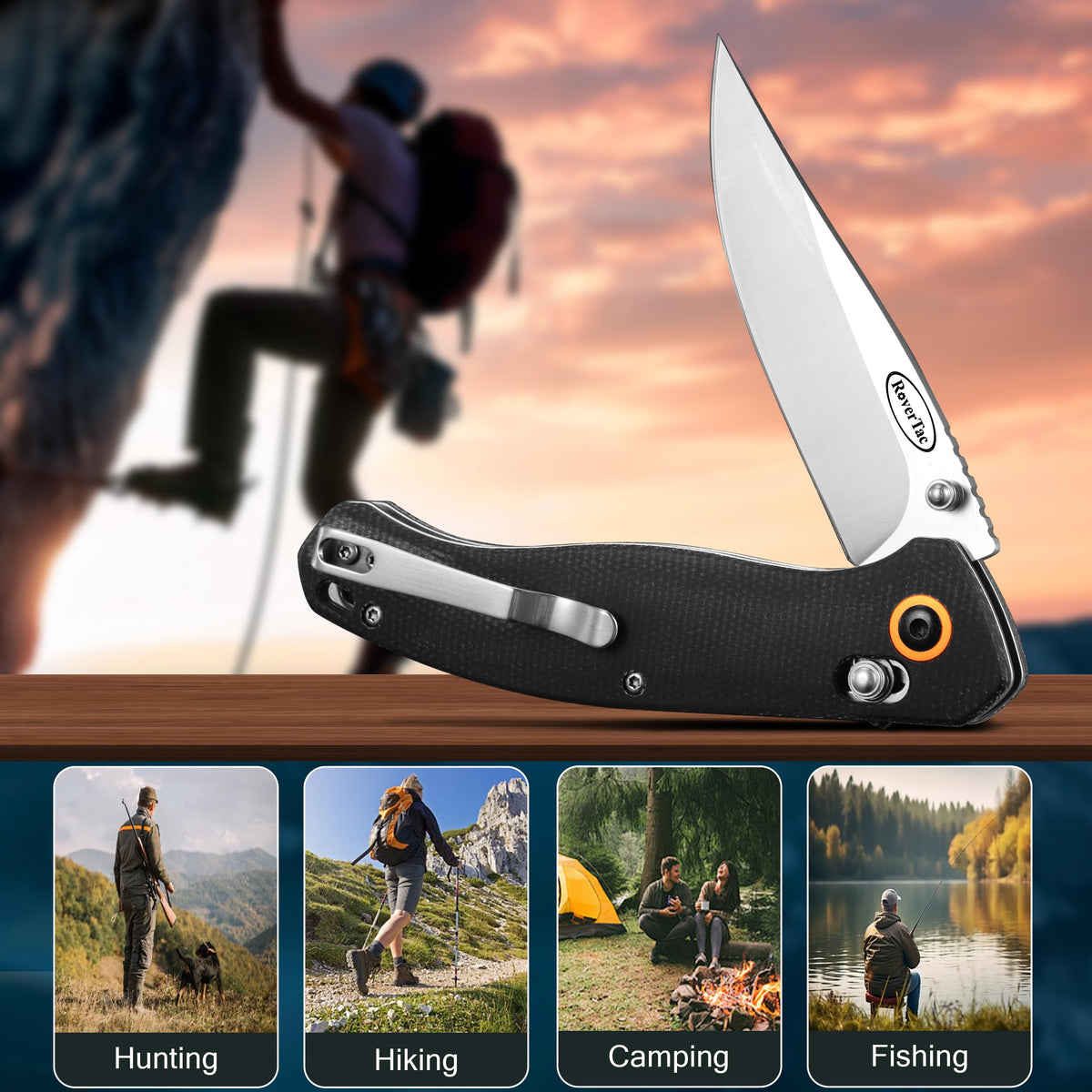 RoverTac Micarta handle grip suitable for wet or greasy conditions