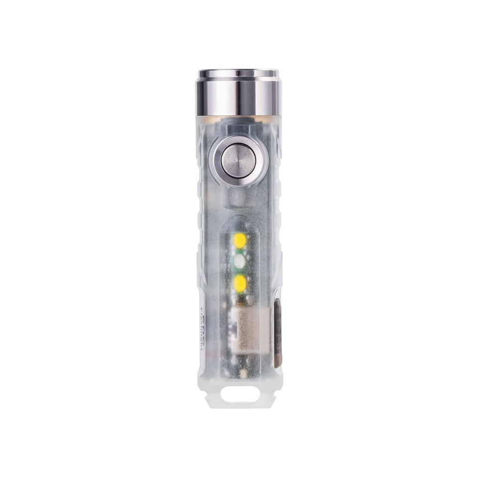 RovyVon Aurora A7-G4 keychain flashlight with USB-C recharge for quick outdoor illumination.
