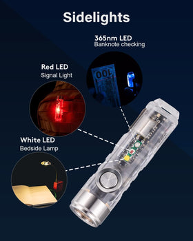 RovyVon Aurora A8 side 365nm light for checks on banknotes.