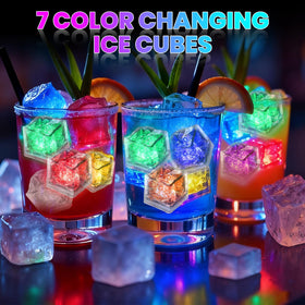 RowinsyDD seven-color-changing cubes create dynamic color shifts in drinks.