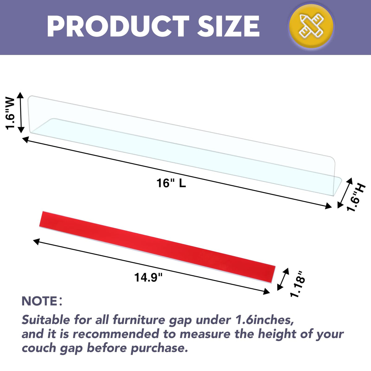 RowinsyDD cuttable 16-inch blocker can be trimmed to fit your space.