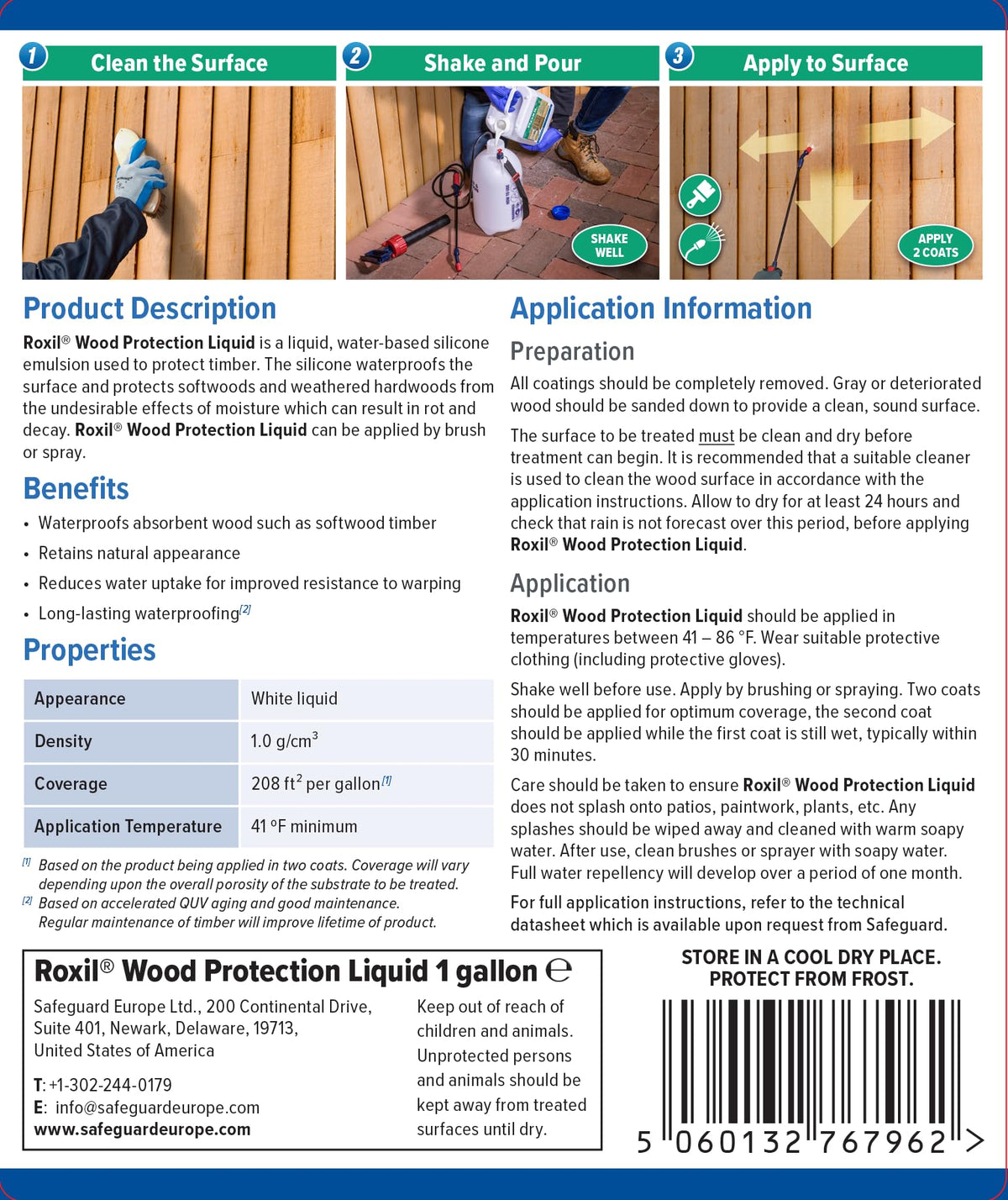 Roxil Wood Sealer Liquid drying time enables quicker project completion.