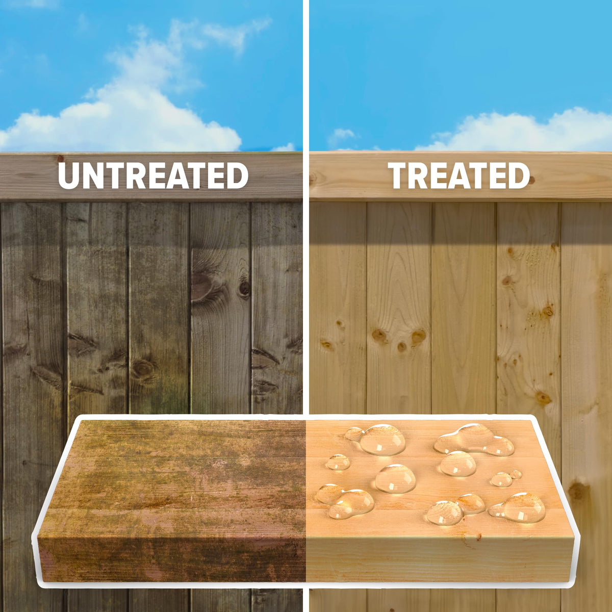 Roxil Wood Sealer Liquid fence posts resists moisture and warping.