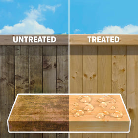 Roxil Wood Sealer Liquid fence posts resists moisture and warping.