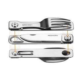ROXON magnetic folding keeps knife, spoon, and fork securely attached during transport