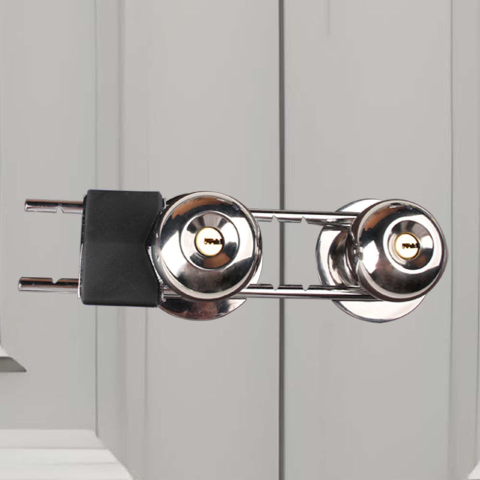 ROZEKEAN French door lock bar front view showing sturdy all-metal construction for security