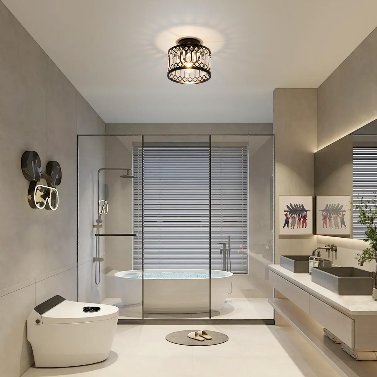 Rpzloila bedroom ceiling light adds a soft, sparkling ambiance.