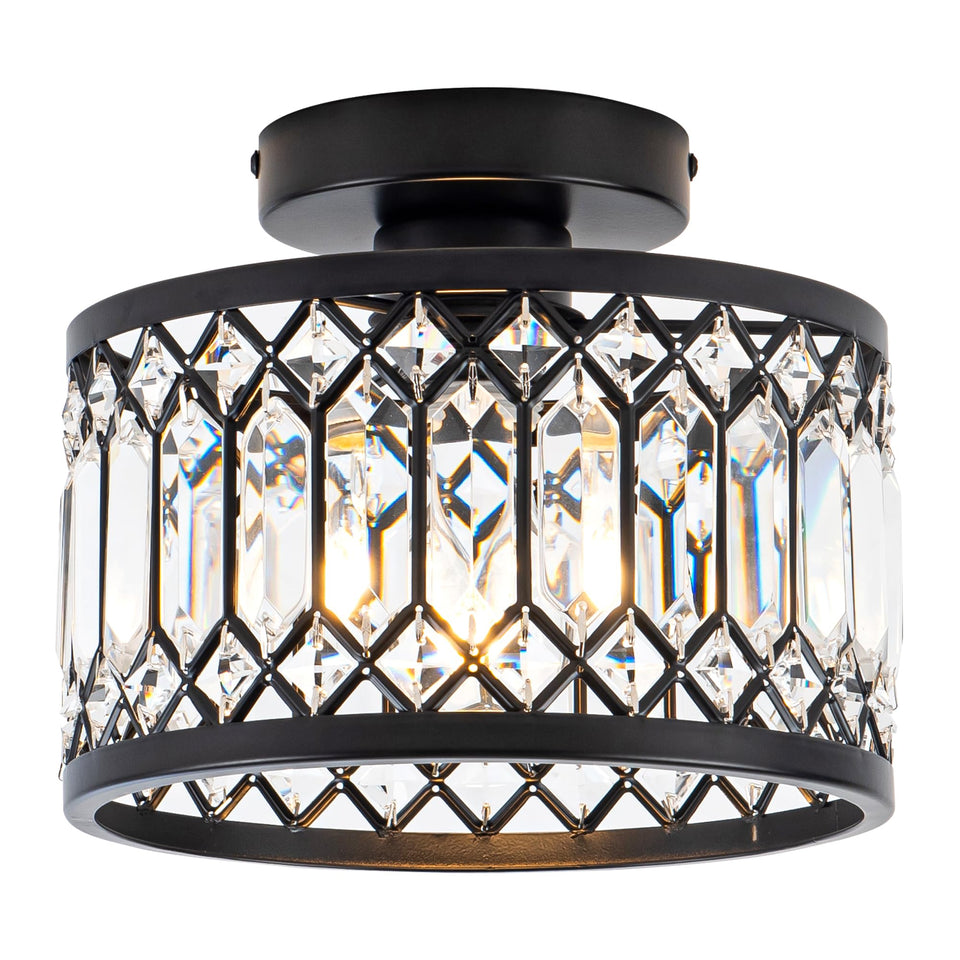 Rpzloila crystal ceiling light with black frame creates a bright, elegant sparkle in contemporary rooms.