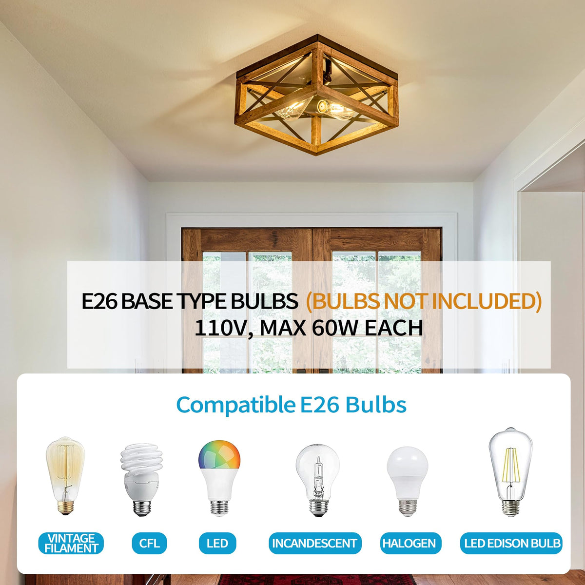 Rpzloila rustic ceiling light with piano finish for durable shine