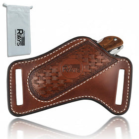 RRAYS leather knife sheath for belt holster showing durable build for daily carry.