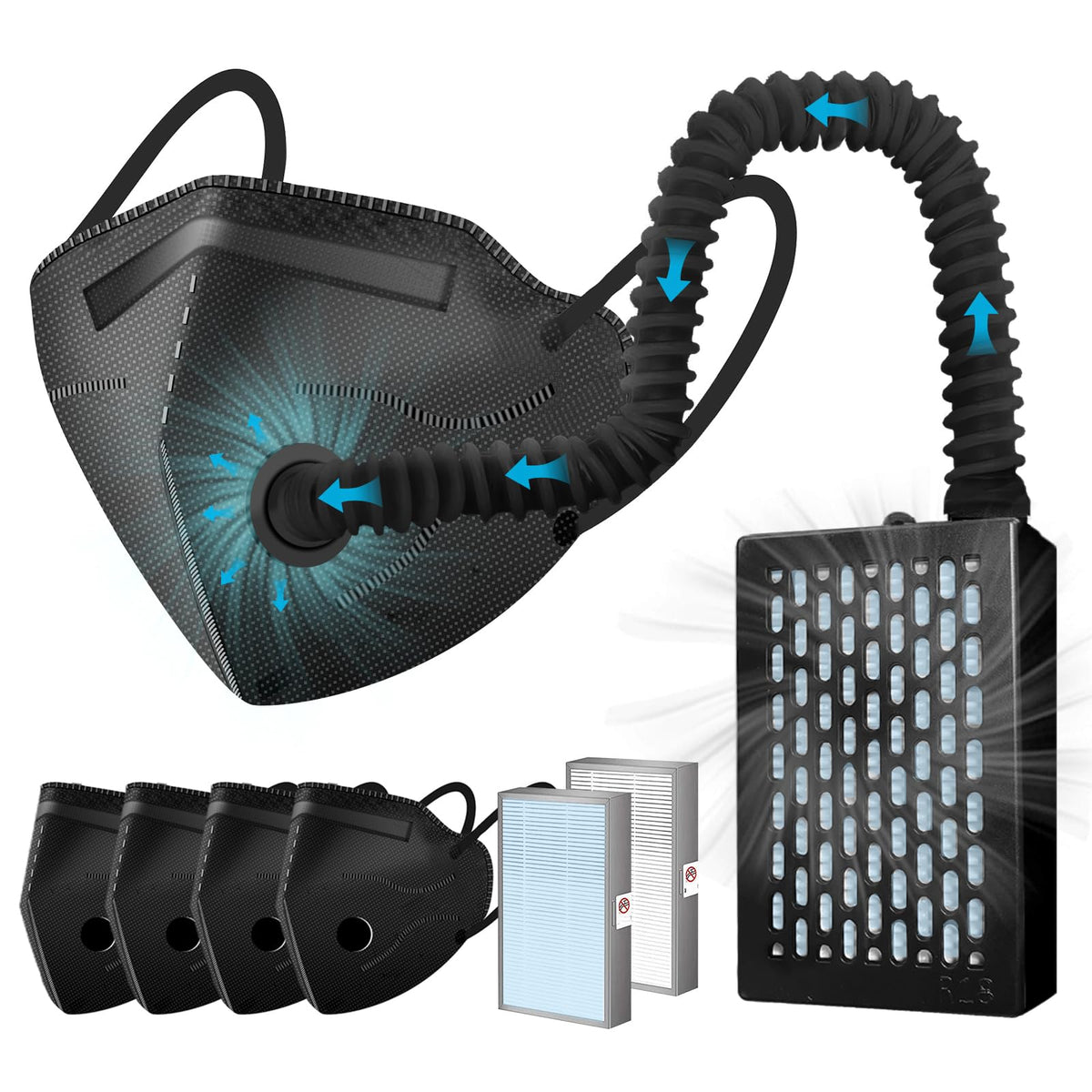 Rsenr electric wearable air purifier mask front view for all-day comfort