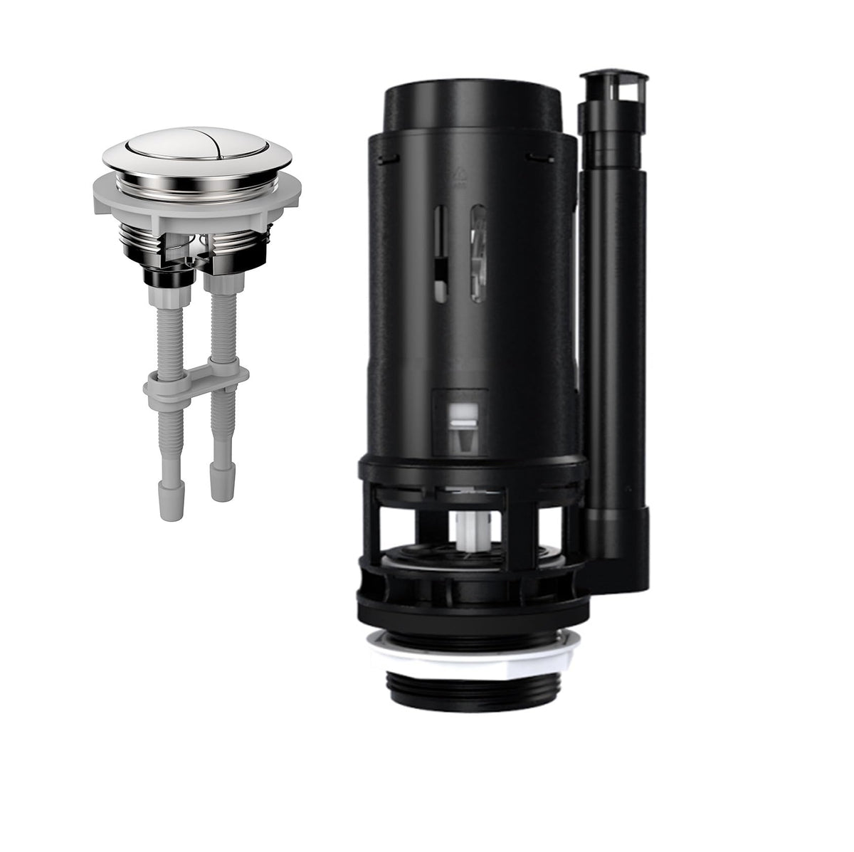 R&T 3-Inch Dual Flush Valve with Top Push Button in action for quick repairs.