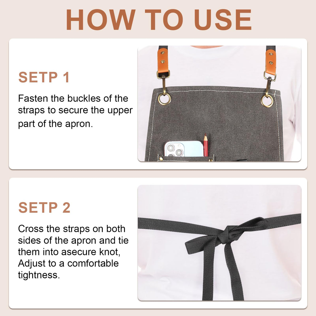 Rtcimoic apron easy-clean maintenance supports quick wipe-downs and long-lasting wear.