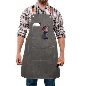 Rtcimoic work apron with durable canvas protecting clothes in busy workshops.