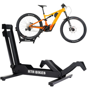 RTR BIKES Brutus floor stand offers rock-solid stability for heavy e-bikes.
