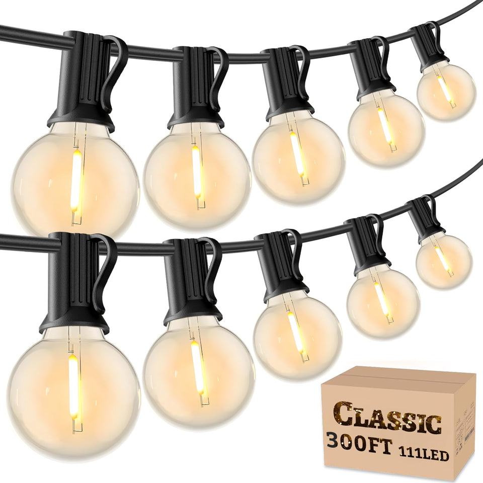 RTTY 300 ft outdoor string lights illuminate patios with a wide, energy-efficient glow for evenings outside