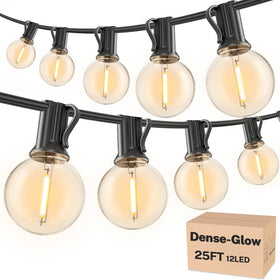 RTTY outdoor string lights 25 ft with G40 bulbs for warm evening ambience