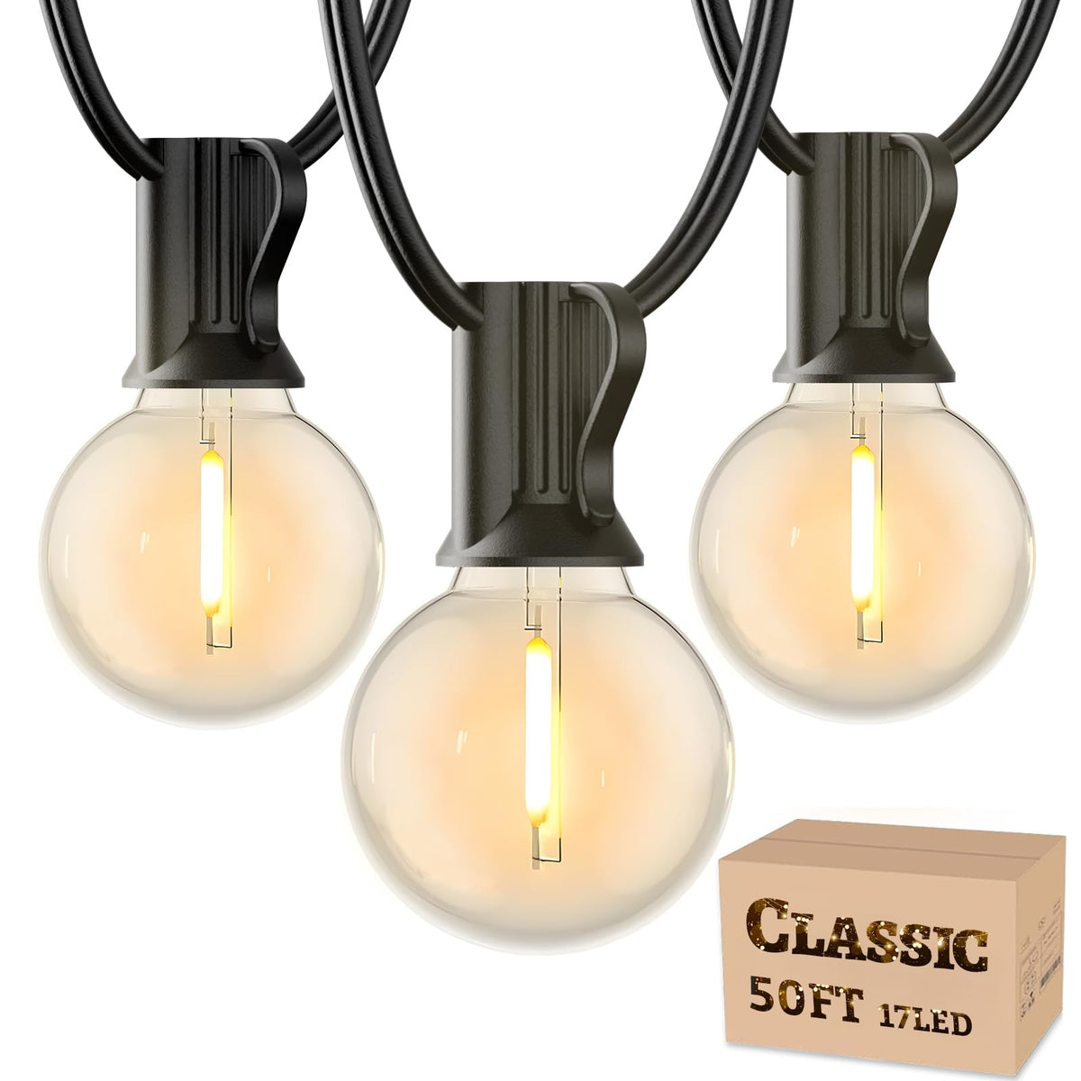 RTTY outdoor string lights 50ft illuminate patio with warm glow
