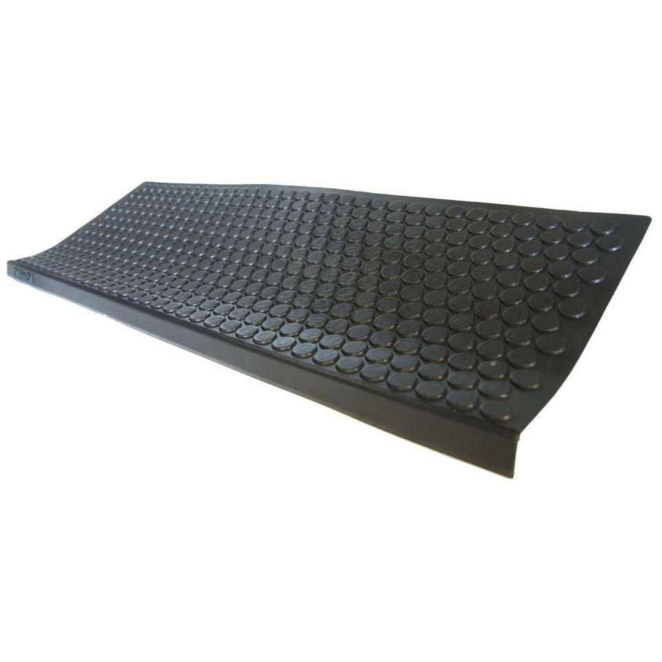Rubber-Cal Coin-Grip mats installed on stairs for enhanced traction