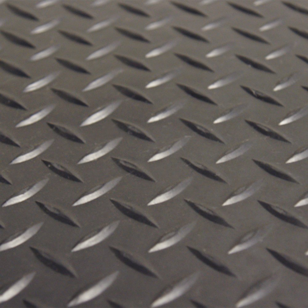 Diamond-Plate flooring roll demonstrates protective surface for floors and equipment.